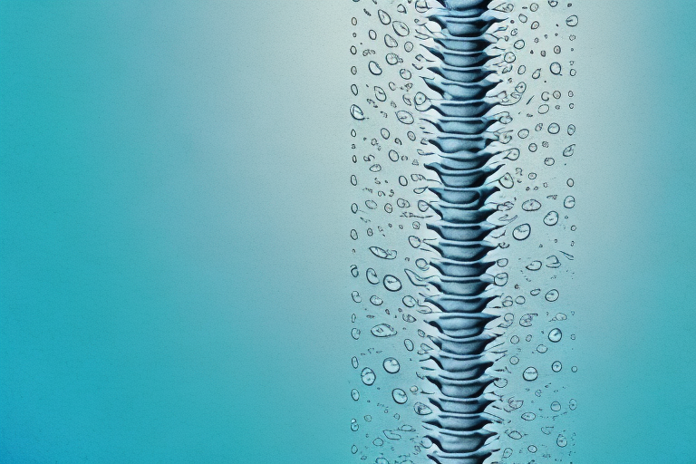A spine with a water droplet dripping down it